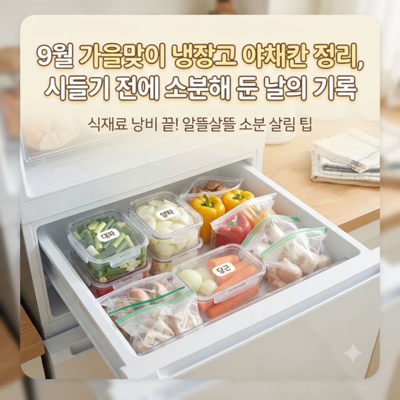 9월 가을맞이 냉장고 야채칸 정리, 시들기 전에 소분해 둔 날의 기록