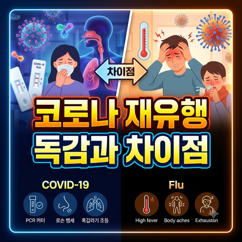 코로나 재유행 독감 동시 유행 증상, 차이점부터 자가진단과 대처법 총정리