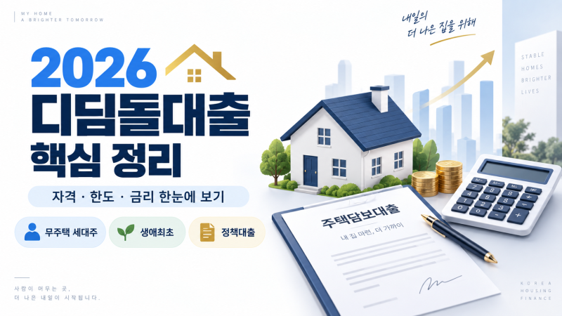 2026 디딤돌대출 조건 총정리자격·대출한도·금리·생애최초 기준까지