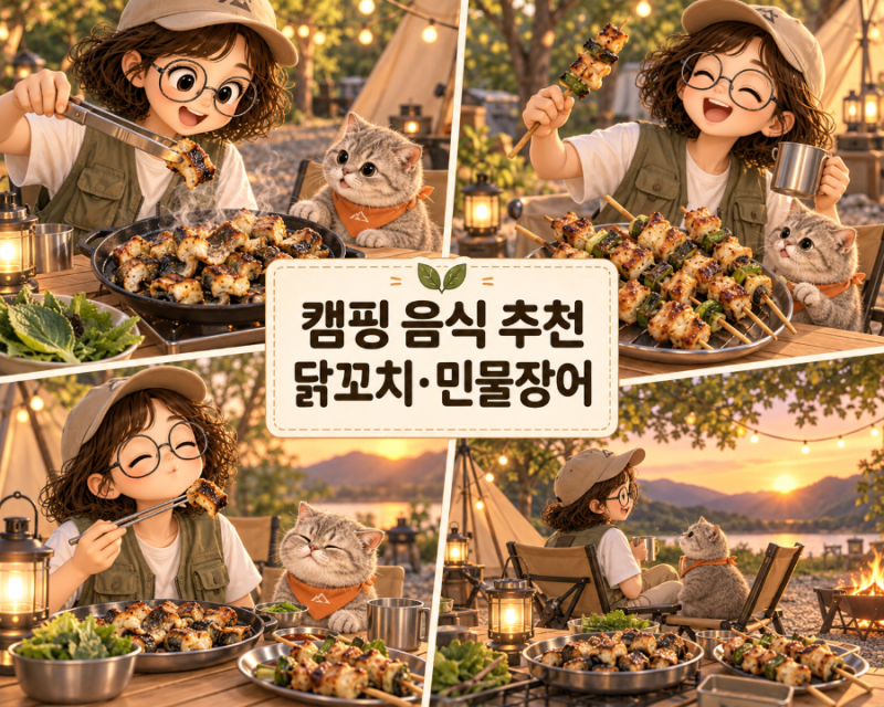 [캠핑]캠핑 음식 추천 닭꼬치 민물장어 간편하게 구워 먹은 캠핑 요리
