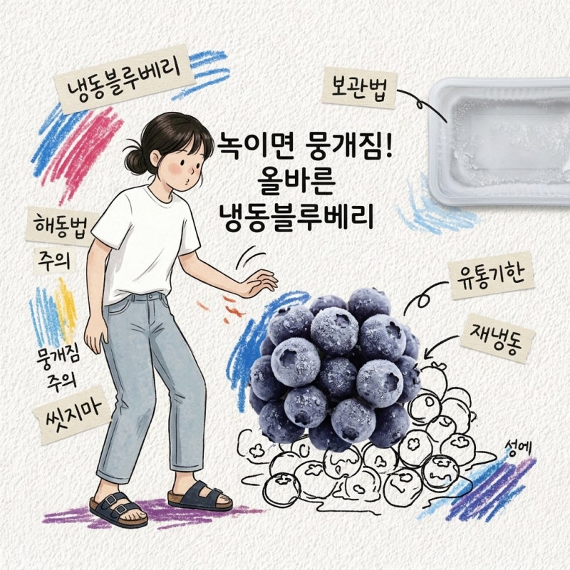 녹이면 다 뭉개짐 냉동블루베리 해동법 보관법 씻어야 하나 재냉동 성에 유통기한