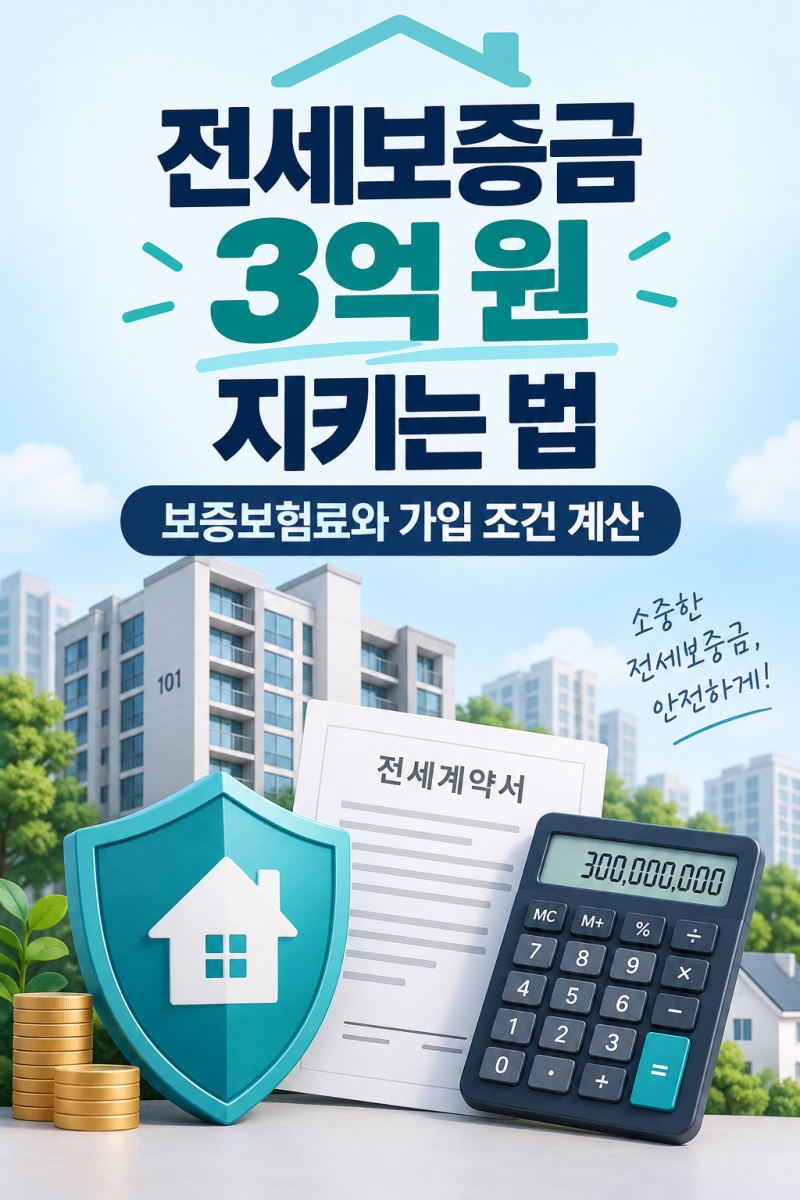 전세보증금 3억 원 지키는 법! 보증보험료와 가입 조건 계산 실제금액