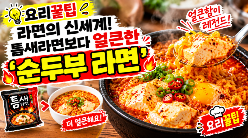 [요리 꿀팁] 틈새라면보다 얼큰하고 깊은 국물! 해장용으로 최고인 '순두부 라면' 끓이는 법!