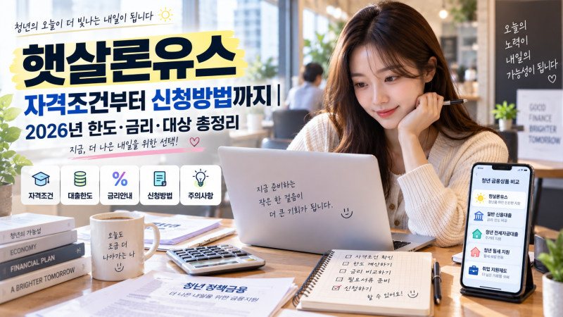햇살론유스 자격조건부터 신청방법까지｜2026년 한도·금리·대상 총정리