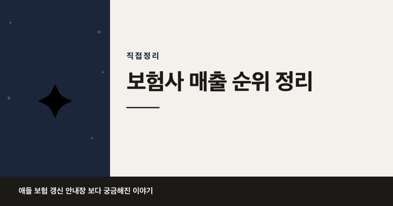 2026년 보험사 매출 순위 TOP 10 정리해봤습니다
