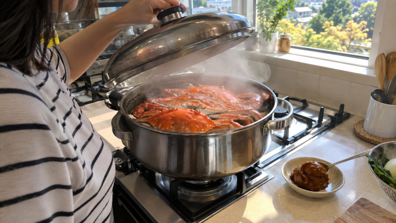 꽃게 찌는 법, 중불 15분에 된장 반 숟갈