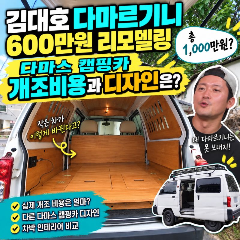 김대호 다마르기니 600만원 리모델링, 다마스 캠핑카 개조 비용과 디자인은?