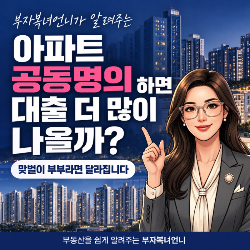 아파트 공동명의 하면 대출 더 많이 나올까? 맞벌이 부부라면 달라집니다