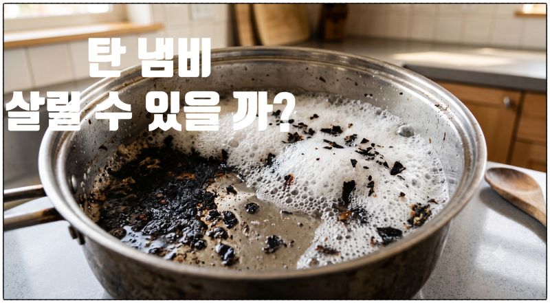 철수세미로 벅벅 문지르다 냄비만 버렸다고요? 이렇게 한번 끓여봐요.기적의 탄 자국 분리법