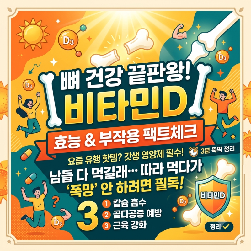 비타민D 효능 및 부작용, 뼈 건강 끝판왕이라 부르는 3가지 이유