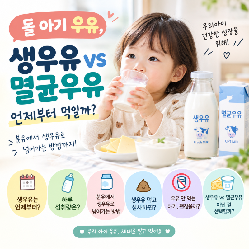 돌아기 생우유 멸균우유 언제부터? (양 온도 설사까지)