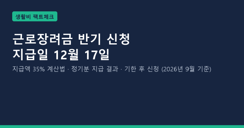 근로장려금 반기 신청 지급일 12월 17일: 지급액 35% 계산 방법·정기분 결과 조회·기한 후 신....