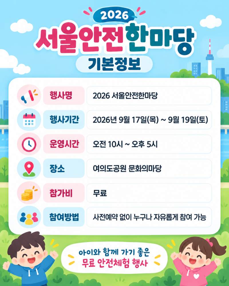 2026 Seoul Safety Festival: Free Experiences for Kids, Schedule, Programs, and Parking