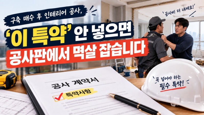 [인테리어/실생활] "구축 매수 후 인테리어 공사, '이 특약' 안 넣으면 공사판에서 멱살 잡습....