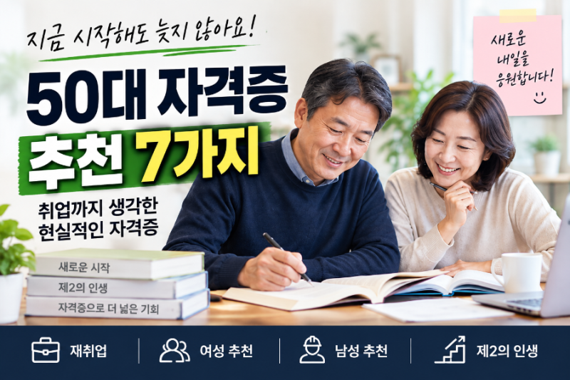 50대 자격증 추천, 순위, 제2의 직업 취업 준비할 때 필요한 것