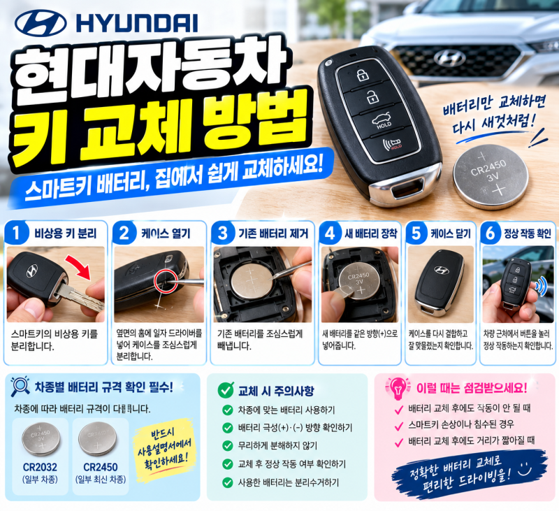 현대자동차 키 교체 방법｜스마트키 배터리 셀프 교체하기