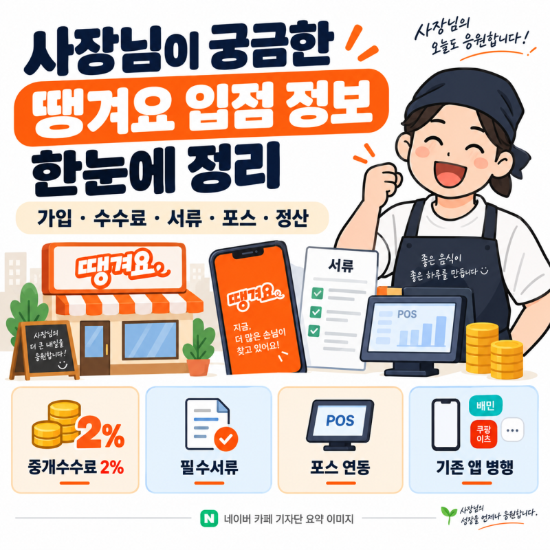 땡겨요 사업자 가입 기존 운영 유지하고 주문 채널 하나 더 늘리세요