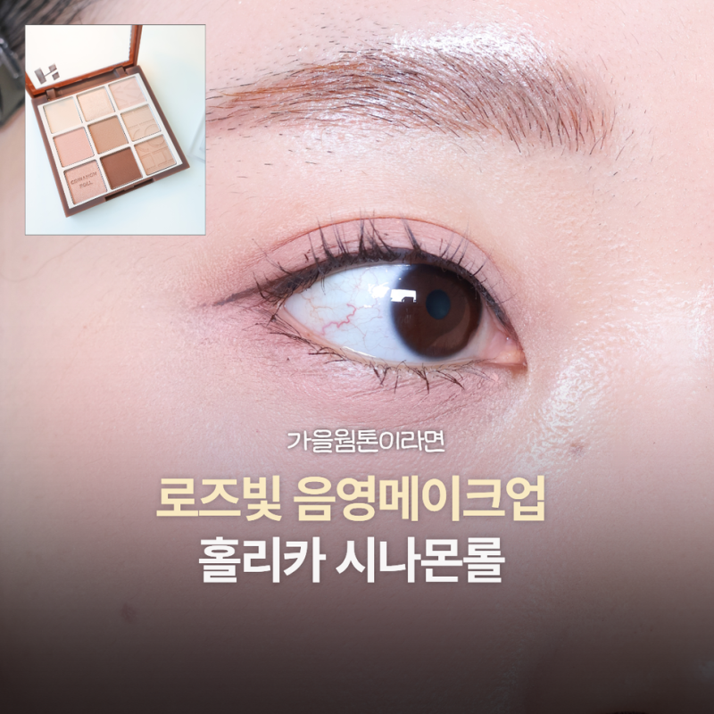 가을웜톤 음영메이크업 이렇게! 홀리카홀리카 시나몬롤 올리브영 섀도우팔레트 후기