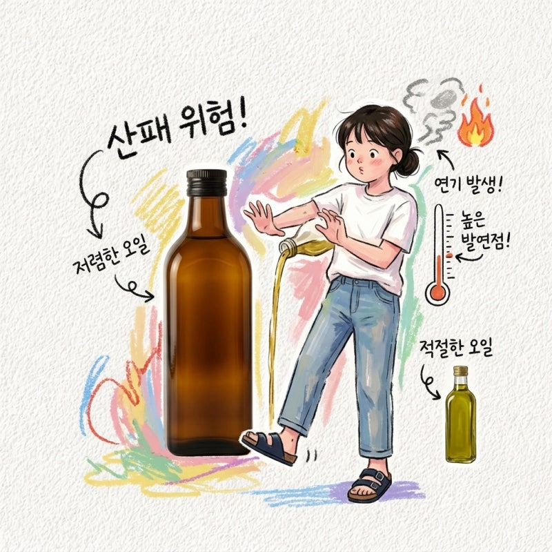 식용유 종류 발연점 유통기한 산패 버리는법