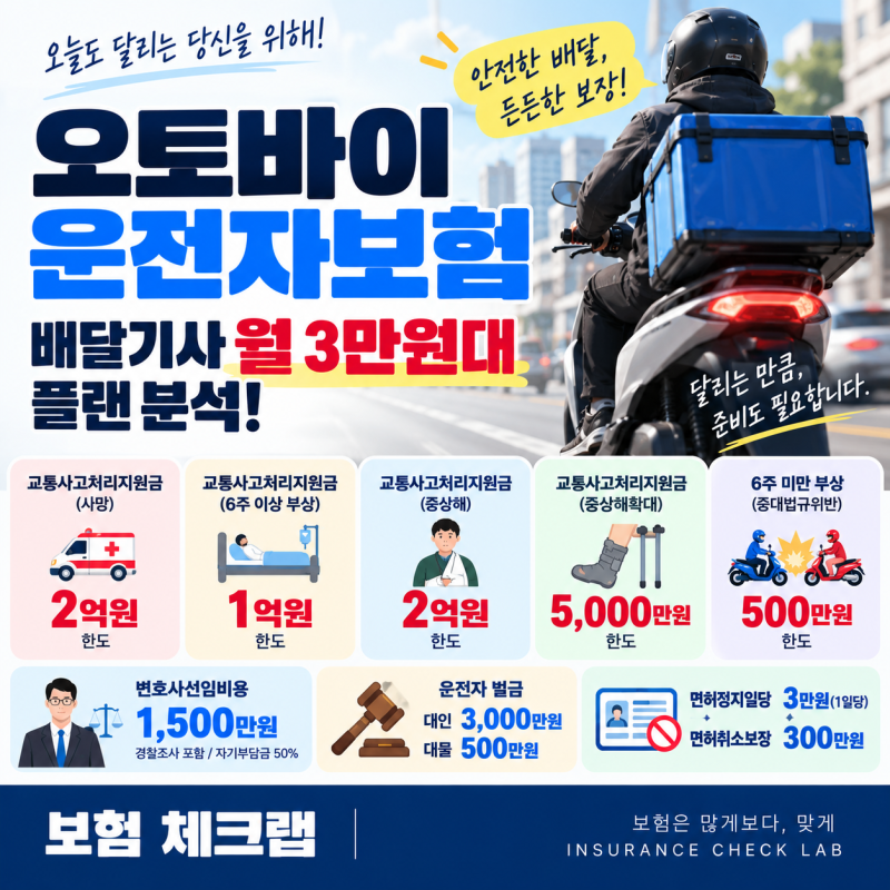 오토바이 운전자보험, 배달기사 월 3만원대 플랜 분석