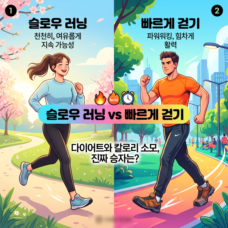 슬로우 러닝 vs 빠르게 걷기 :  다이어트와 칼로리 소모 승자는?