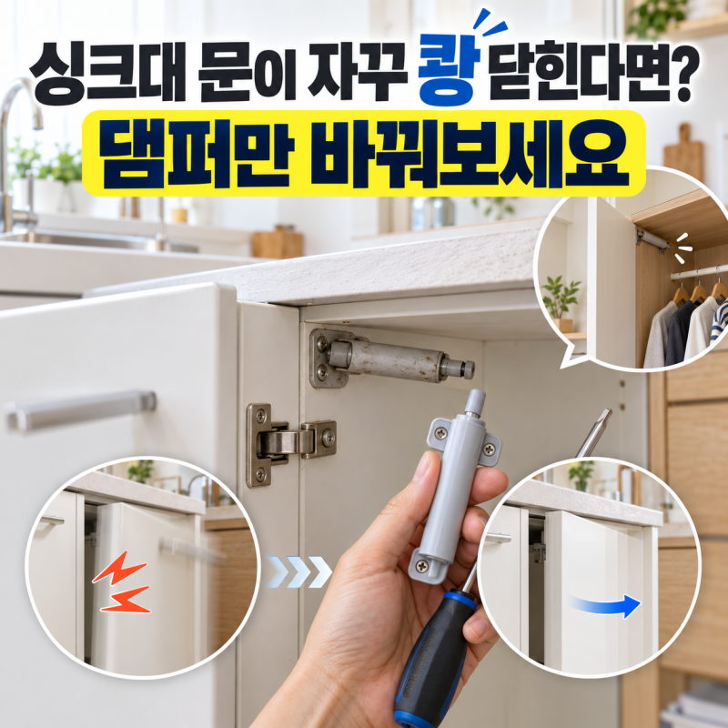 싱크대 문이 자꾸 쾅 닫힌다면, 이 부품만 바꿔보세요