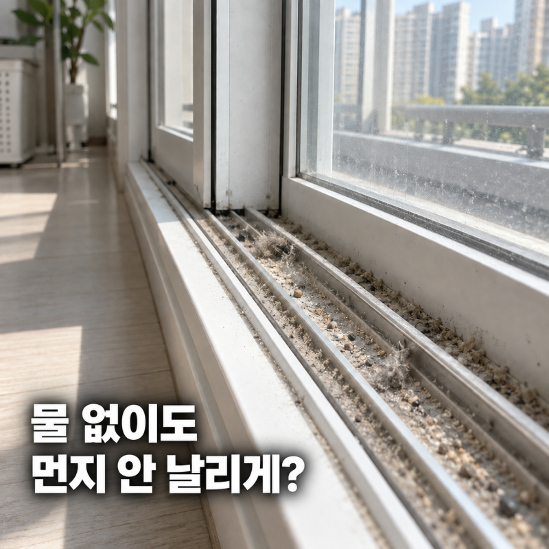 베란다 창틀 모래먼지, 물 없이 날림 줄여 청소하는 법