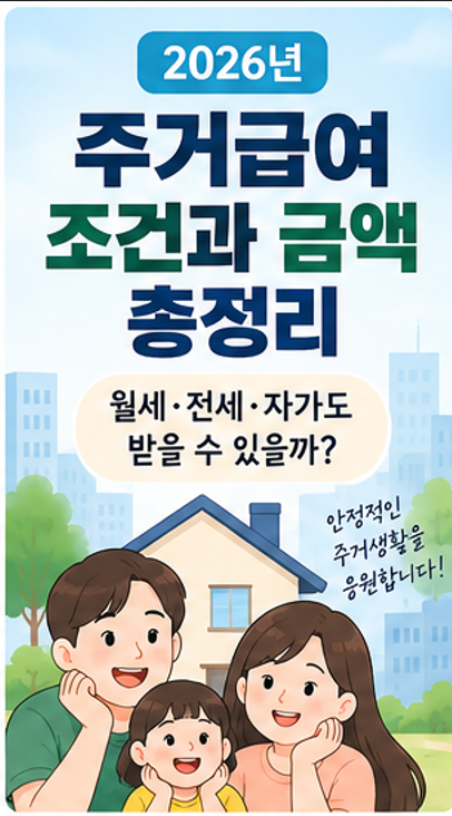 2026년 주거급여 조건과 금액 총정리, 월세·전세·자가도 받을 수 있을까?