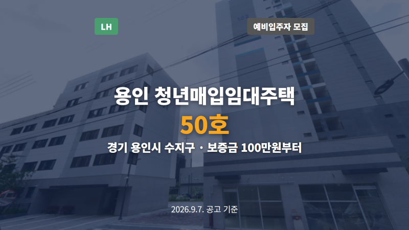경기남부 용인시 청년매입임대주택 50호, 예비입주자 모집공고