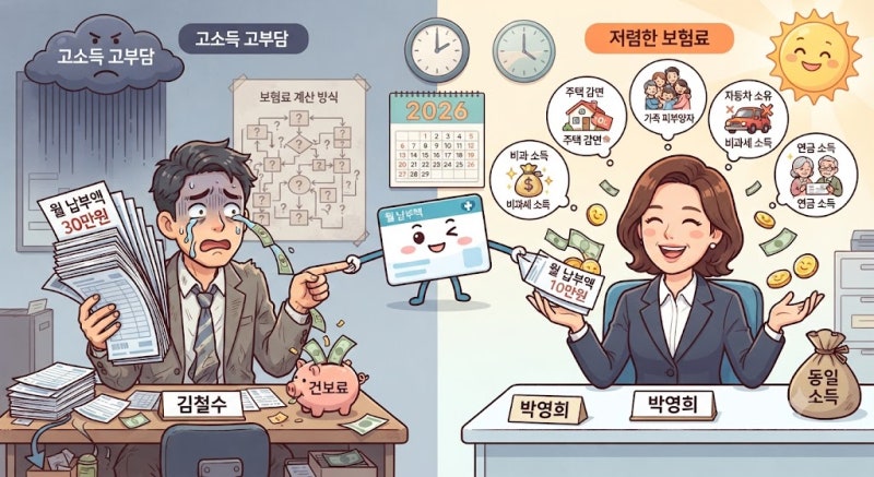 건강보험료 줄이는 방법, 같은 소득인데 월 납부액이 갈리는 5가지 조건 2026