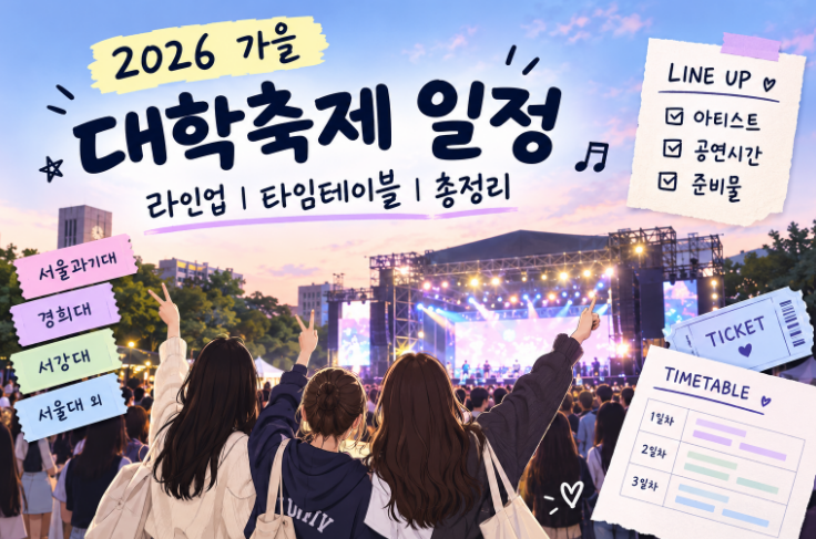 2026 가을 대학축제 일정 라인업 타임테이블 총정리