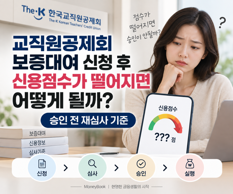 교직원공제회 보증대여 신청 후 신용점수가 떨어지면 어떻게 될까?｜승인 전 재심사 기준