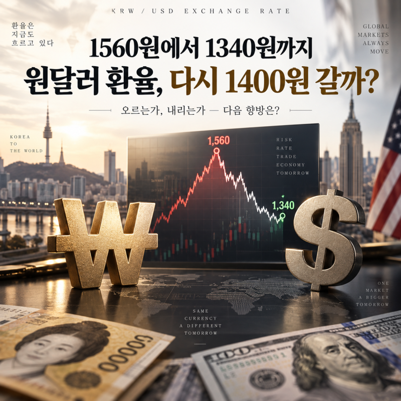 1560원에서 1340원까지 떨어진 원달러 환율 전망, 다시 1400원 갈까?