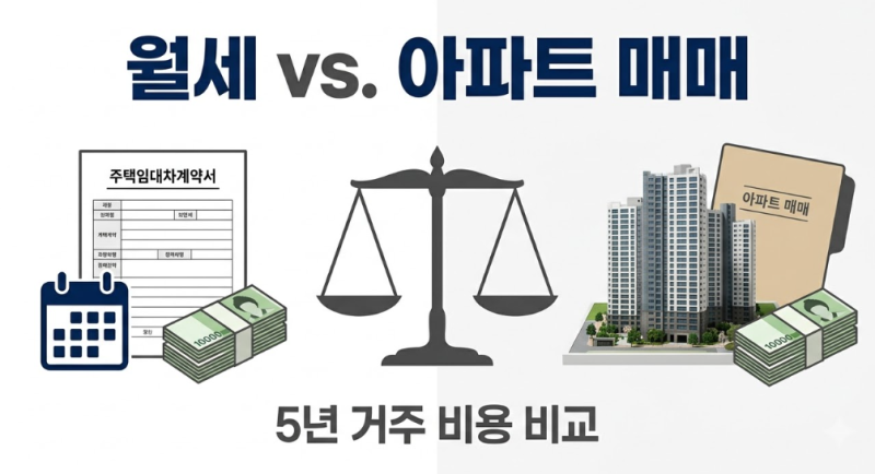 월세 계속 살기 vs 아파트 매수 - 실제 비용 비교. 대출이자만 보면 놓치는 것들