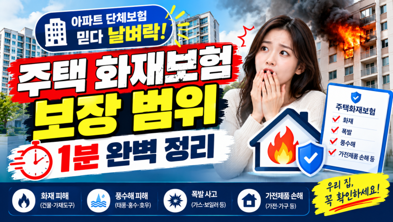 아파트 단체보험 믿다 날벼락 주택 화재보험 보장 범위 1분 완벽 정리
