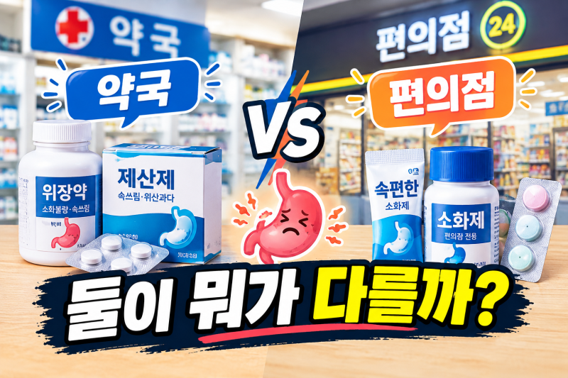 약국 소화제 편의점 소화제 차이, 아무거나 먹어도 될까