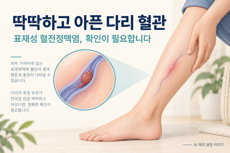 다리 혈관이 딱딱하고 만지면 아플 때, 표재성 혈전정맥염일까요?