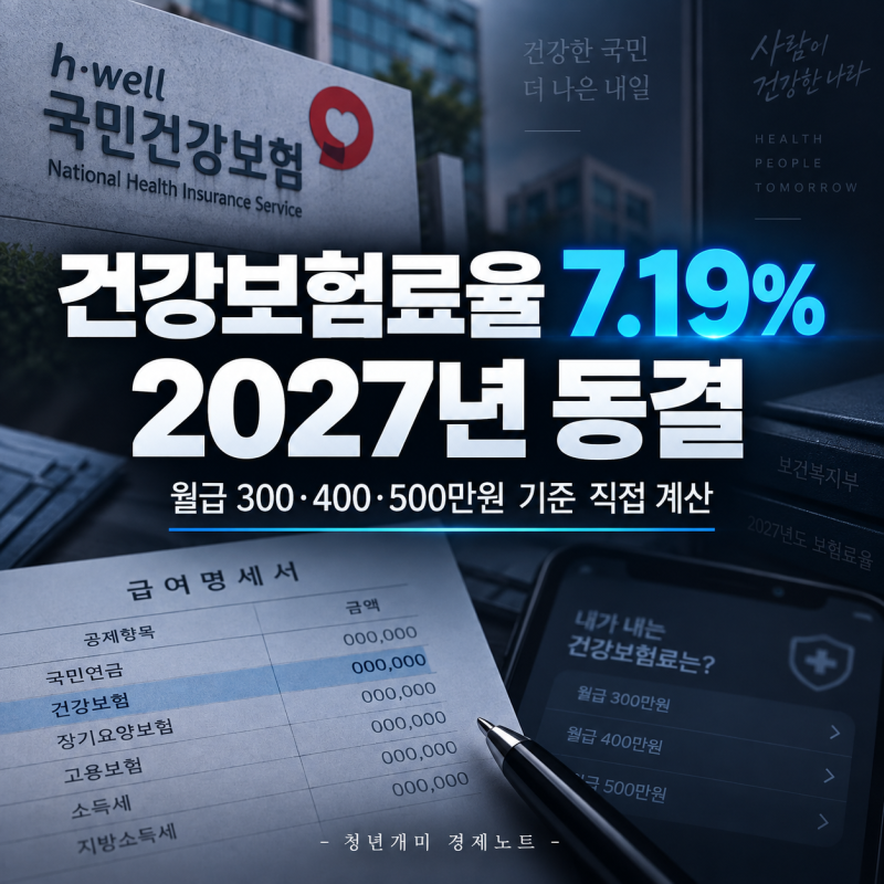 2027 건강보험료율 7.19% 동결, 월급 300·400·500만원 얼마 빠질까