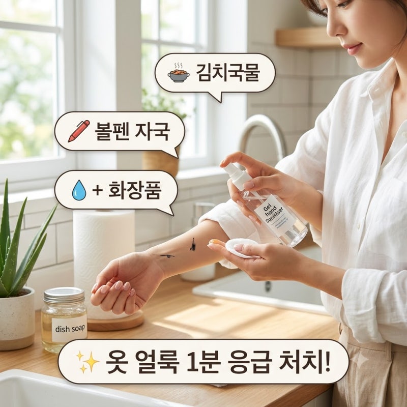 흰 옷에 묻은 볼펜·화장품·김치국물 완벽 제거! 세탁소 안 가고 집에서 지운 현실 후기