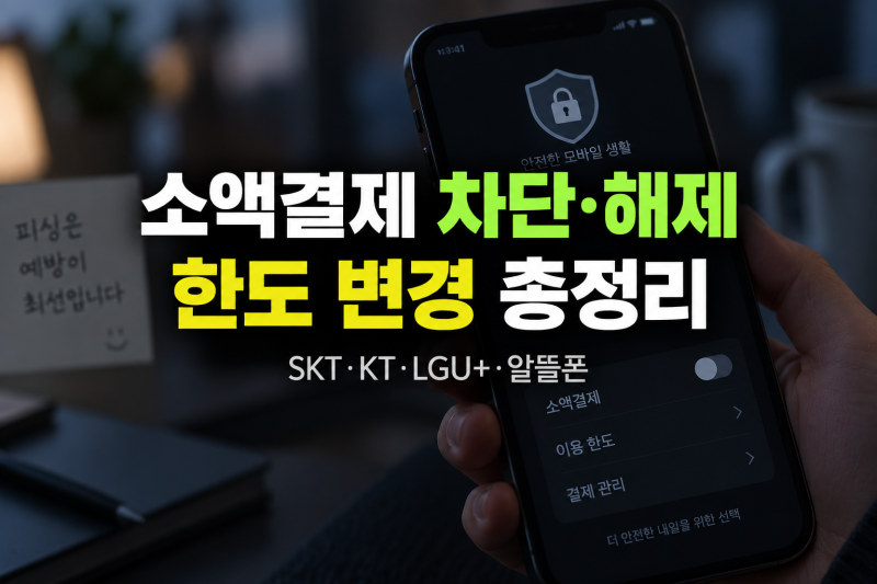 휴대폰 소액결제 차단 및 한도 변경·해제 방법 총정리 (통신 3사 SKT·KT·LGU+ 및 알뜰폰 스미싱....