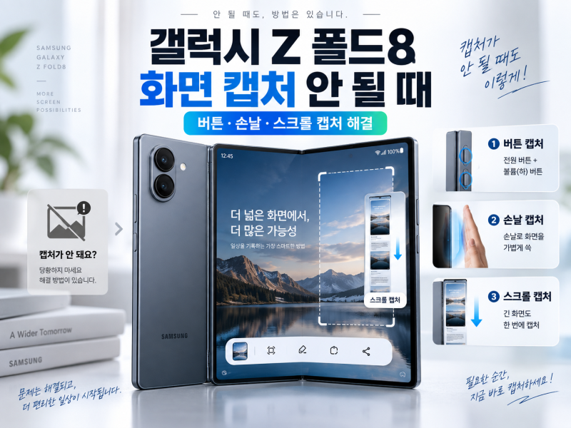 갤럭시 Z 폴드8 화면 캡처 안 될 때 해결 방법｜버튼·손날·스크롤 캡처