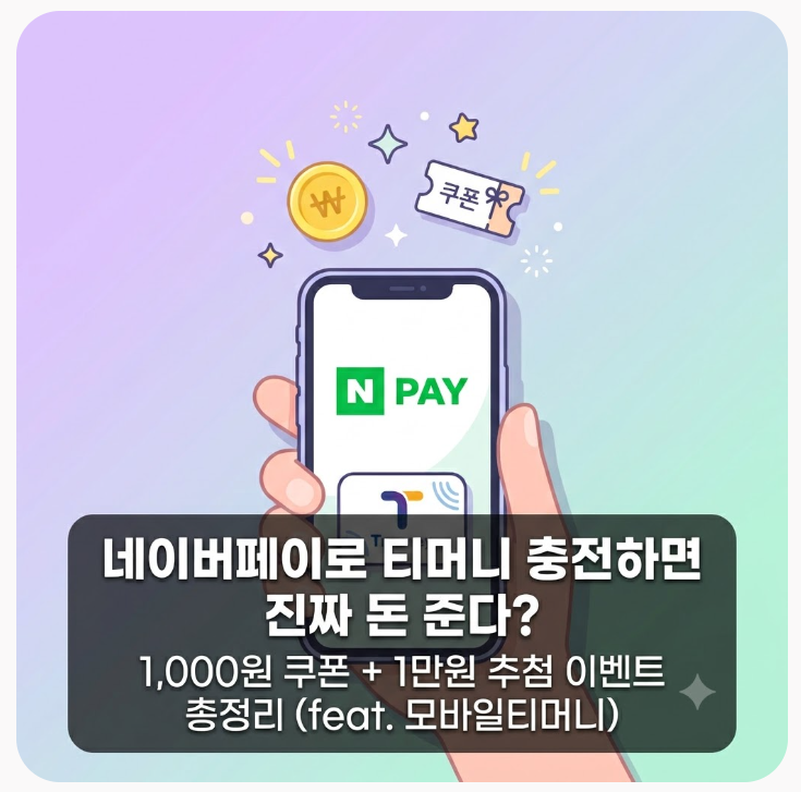 네이버페이로 티머니 충전하면 진짜 돈 준다? 1,000원 쿠폰 + 1만원 추첨 이벤트 총정리 (feat. ....