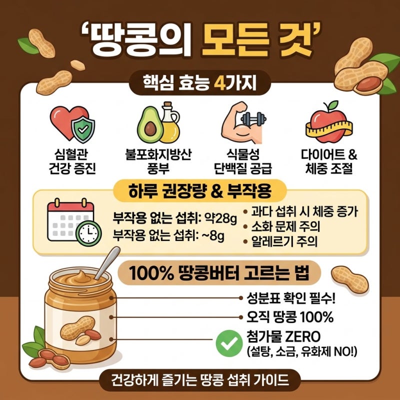 땅콩 효능과 부작용 없는 하루 권장량 및 100% 땅콩버터 고르는 법