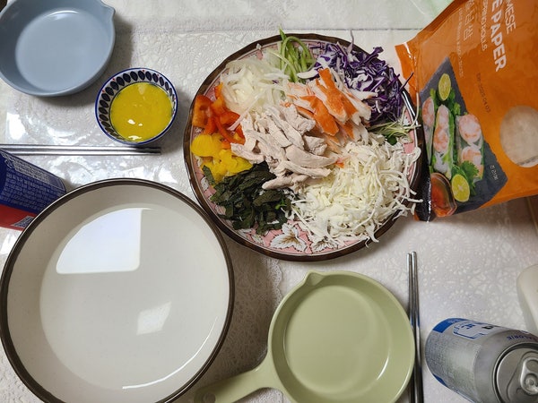 토요일 주말 저녁 특식 닭가슴살 월남쌈 (야채믹스로 쉽게 만드는 간단한 다이어트요리 집들....