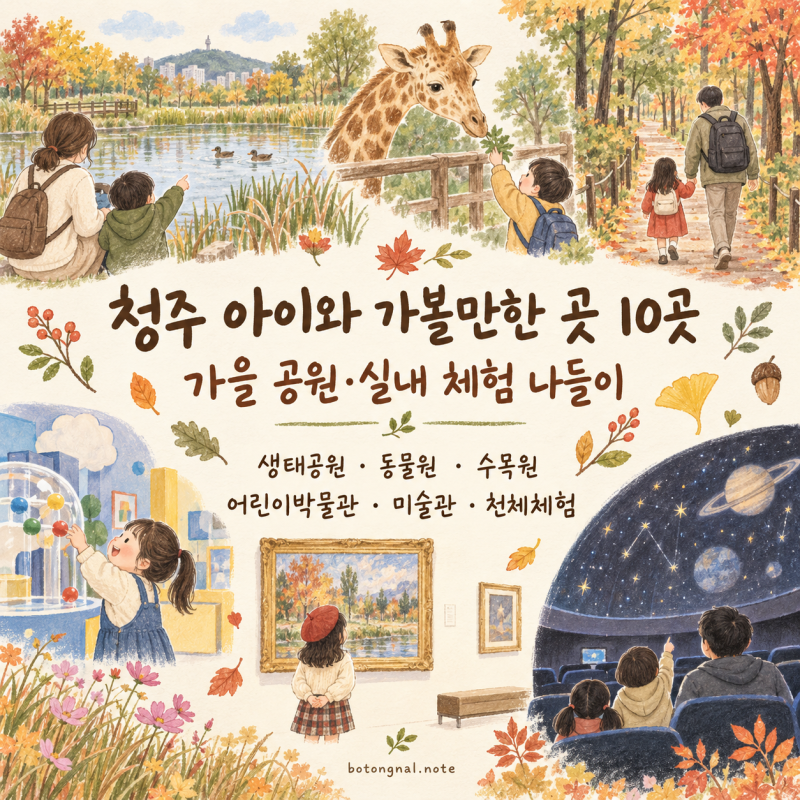 청주 아이와 가볼만한 곳 10곳｜가을 공원·실내 체험 나들이