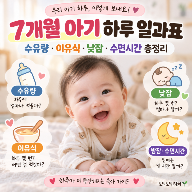 7개월 아기 하루 일과표｜수유량·이유식·낮잠·수면시간 총정리