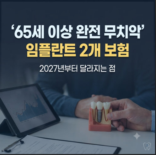 치아가 하나도 없으면 임플란트 보험 안 됐다고? 65세 이상 2027년부터 달라진다