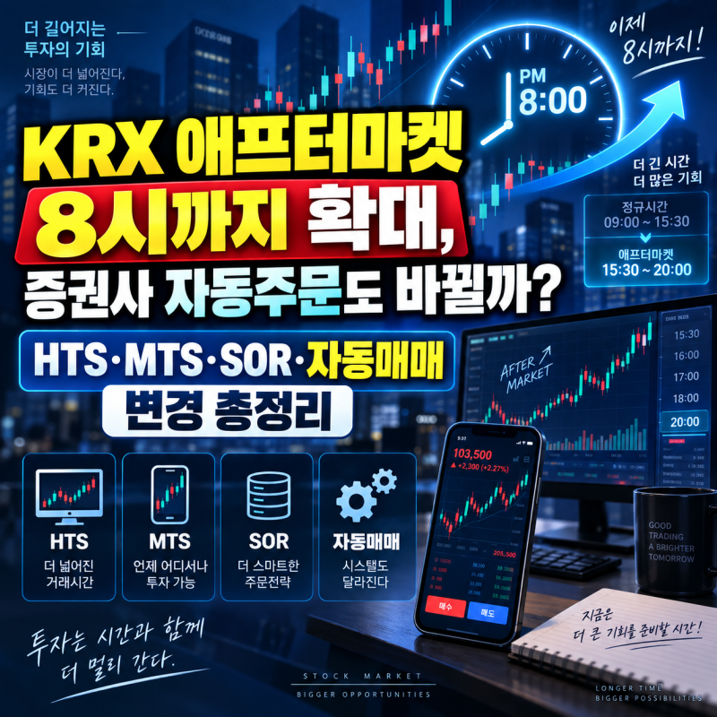 KRX 애프터마켓 8시까지 확대, 증권사 자동주문도 바뀔까? HTS·MTS·SOR·자동매매 변경 총정리
