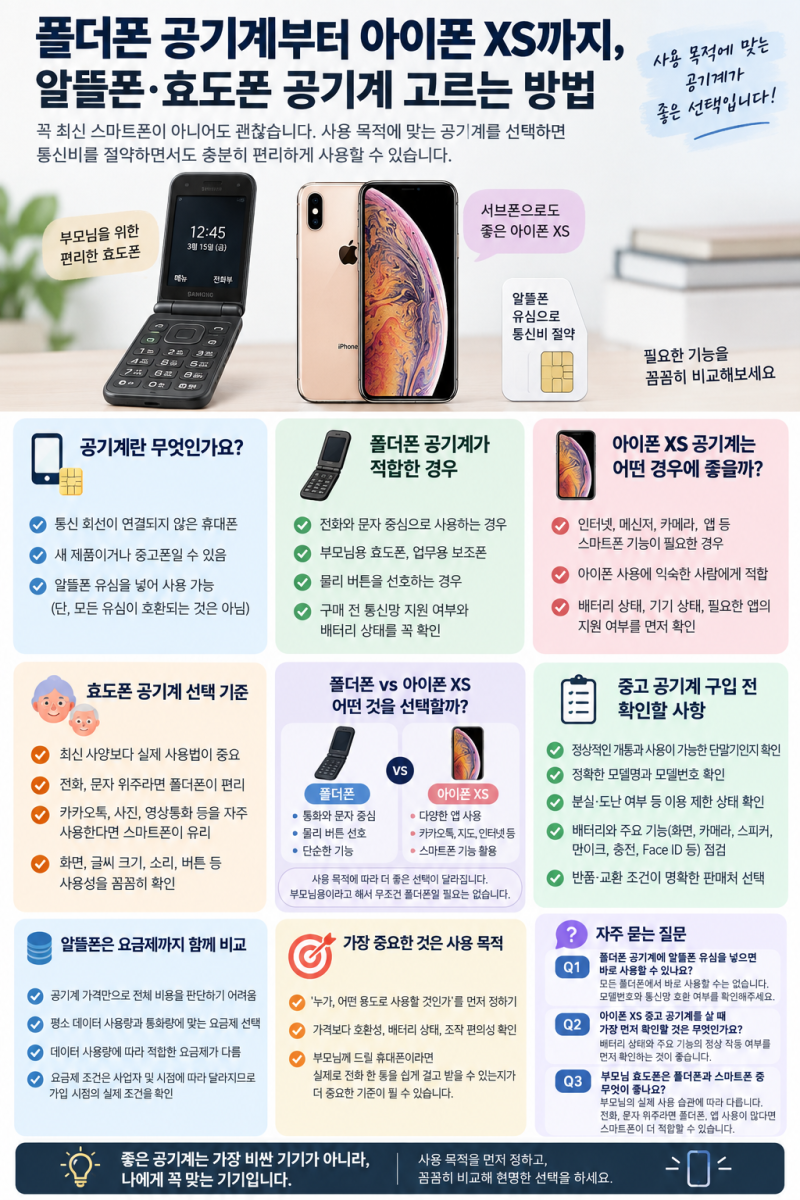 폴더폰 공기계부터 아이폰 XS까지, 알뜰폰·효도폰 공기계 고르는 방법