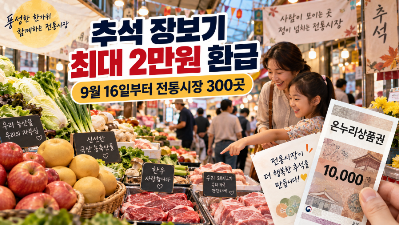 모르면 2만원 놓친다…추석 전통시장 온누리상품권 환급 시작